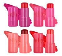 4 unidades de gelatina de leche Blush Milk Jelly Blush Stick para ojos, mejillas y labios de larga duración y construibles con ácido hialurónico y aloe, juego de maquillaje ligero transpirable para