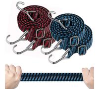 4 Unidades de Goma Ajustable con Ganchos, 3 cm x 100 cm, Correas tensoras de Goma con Gancho, Tensor de Equipaje, Banda elástica con Ganchos para Camping, Moto, Transporte de Coches, Bicicletas, baca