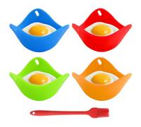 4 unidades de hueveras, hervidores de huevos de silicona escalfados con forma de huevos, de silicona, escalfador, antiadherente, para microondas, hervidor de huevos, olla de vapor, hervidor de huevos