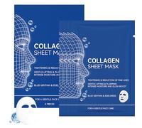4 unidades de máscara de piel de cristal con colágeno orgánico, máscara de colágeno para reafirmar la cara, hidratante, antiedad, máscara de colágeno para piel más firme y brillante, para todos los