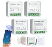 4 unidades de módulos de interruptor de luz inteligente de 2 vías, interruptor Smart Life compatible con aplicación Tuya, Alexa y Google Home, mini interruptor WiFi DIY, requiere cable neutro, se