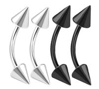 4 unidades de pendientes curvados de 16 g para cartílago, cartílago, tragus, ceja, adelante, Helix Conch Daith, color negro, vertical, para el labio o el labio