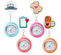 4 unidades de reloj de enfermera con clip, bonito reloj de enfermera para mujeres y niñas, reloj de pulsera portátil, regalo para médicos, enfermeras, paramédicos, enfermeras