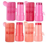 4 unidades de rubor de gelatina de leche 3 en 1 para ojos, mejillas y labios, duradero y construible con ácido hialurónico y aloe, ligero, transpirable, juego de maquillaje para niñas y mujeres