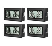 4 unidades de termómetro de humedad de aire, mini higrómetro digital con LCD, termómetro de temperatura para interior, oficina, salón y bodega (pilas incluidas)