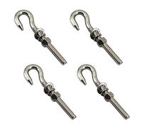 4 unidades de tornillos de ojo con tuerca y arandelas M10, de acero inoxidable, con vástago largo, rosca, gancho redondo, perno de ojo con tuerca