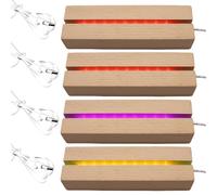 4 unidades de zócalos LED de madera, base de luz LED y USB, adornos para placa acrílica y cristal (15 cm)