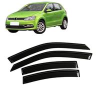 4 Unidades Deflectores de Aire para VW Polo 5 2010-2016 HTB Euro, Deflectores de Viento, Cortavientos Ventana Coche, Integrados,Negro