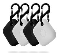 [4 unidades] Funda de silicona para eufy Security SmartTrack Link con llavero, resistente a los golpes, portátil, fácil instalación, 4 unidades (negro y blanco)