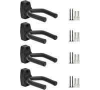 4 unidades gancho para montaje en pared de guitarra pantalla soporte para guitarra acústica ukelele Bass mandolina Banjo soportes de pared Perchas negro con 10 pcs Púas