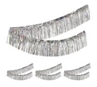 4 Unidades Guirnalda de Flecos de Papel de Aluminio, 200cm * 20cm Guirnalda de Fringe Fiesta Brillante Plata, Cinta de Flecos de el Plastico para Decoración de Boda, Cumpleaños Fiesta