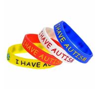 (4 unidades) I Have Autism Awareness Pulseras Pulseras Niños Adolescentes Adultos ASD (Mediana (18 cm)