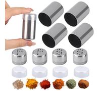 4 unidades Mini sal Shaker,harina de azúcar en polvo,botella de especias de 5 ml,frasco de pimienta de acero inoxidable con tapa,dispensador de especias con agujeros en forma de S/P para bento