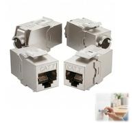 4 Unidades Módulo Keystone CAT7, Jack Keystone RJ45 CAT7, Conector RJ45 Hembra a Hembra 10 Gbps para Cable de Red Cat 6/7/5e/5, Acoplador Ethernet Blindado 1000 MHz para Instalación en Paneles