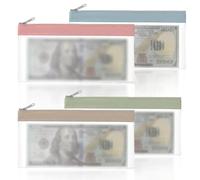 4 unidades Monederos con cremallera Bolsa con cremallera Monedero Monedero Almacenamiento Dinero Banca Impermeable Billetera con Cremallera Transparente para Dinero
