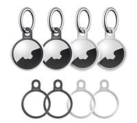 [4 unidades] Stouchi AirTag Llavero de acero inoxidable Air Tag Case Holder Cover con 4 llaveros Fácil configuración Diseño delgado para AirTags Key Finder Air Tags Accesorios