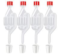 4 unidades Tubo de Fermentación Airlock Esclusas con 4 Tapón de Goma de Plástico Válvula Antirretorno Desague Burbujeador,Esclusa para Secundaria de Cerveza Fermentada con Jugo Puro y Vino Tinto