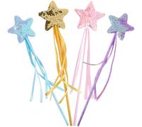 4 unidades Varitas de estrellas con purpurina, princesa, estrella de hadas, varitas mágicas, magia, para niñas, disfraz de hadas, varita de ángel, accesorios de varitas para