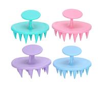 4 unids cepillo de silicona champú cepillo de pelo pelo pelo cuero cabelludo masajeador para quitar la caspa con goma suave aliviar la presión del cabello peine para eliminar la caspa cuidado del
