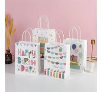 4 Unids Feliz Cumpleaños Bolsa de Regalo de Papel con Asa Feliz Cumpleaños Fiesta Dulces Bolsas de Embalaje Niños Fiesta de Cumpleaños Favores Bolsas-mix 4pcs-15x21x8cm 4pcs
