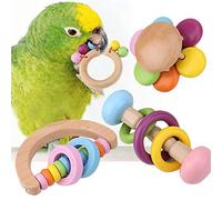 4 UNIDS Loro Juguetes para Masticar, Pájaros Colgando Juguete De Madera Mascotas Loros Juego de Juguete Jaula Periquitos Juguetes Accesorios para pequeños Loros Conures