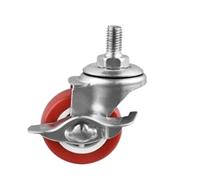 4 unids/lote 1,5 pulgadas/2 pulgadas/2,5 pulgadas/3 pulgadas rueda de PVC roja M8/10/12 tornillo fijo/rueda de freno mesa de centro silenciosa polea muebles ligeros(M10x15 Brake,2.5 Inch)