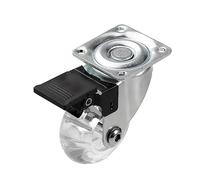 4 unids/lote de ruedas de 2 pulgadas, rueda de cristal transparente Pu con muebles de freno, tirador de armario Universal de múltiples especificaciones(2 Inch-Flat-Brake)