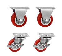 4 unids/lote rueda giratoria for muebles de 1-2 pulgadas rueda Universal roja de PVC rueda giratoria for accesorio de carro de plataforma(2 Fixed 2 Brake B,2 inch)