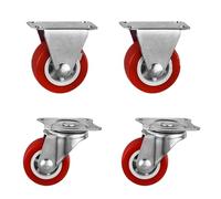 4 unids/lote rueda giratoria for muebles de 1-2 pulgadas rueda Universal roja de PVC rueda giratoria for accesorio de carro de plataforma(2 Movable 2 Fixed A,2 inch)