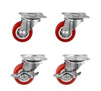 4 unids/lote rueda giratoria for muebles de 1-2 pulgadas rueda Universal roja de PVC rueda giratoria for accesorio de carro de plataforma(2Movable 2Brake B,1 inch)