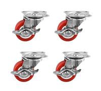 4 unids/lote rueda giratoria for muebles de 1-2 pulgadas rueda Universal roja de PVC rueda giratoria for accesorio de carro de plataforma(4pcs Brake A,1.5 inch)