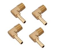 4 Unids Manguera Barb Brass Rosca Macho Codo Conector Adaptador G1 / 4 6mm Manguera De Aire Agua Tubo Flexible Para Compresor Inflador Neumáticos (G1/4" 6mm)