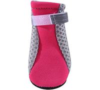 4 unids perro botas antideslizantes transpirable protector de patas con correas reflectantes para perros pequeños medianos grandes perros caminando invierno al aire libre, rosa roja xlpráctica e intel