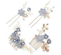 4 unids rhinestone peines del pelo nupcial tocado cristales diadema nupcial decorativo diadema fiesta de bodas pelo de noche (azul)