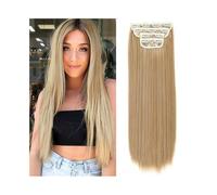 4 unids/set 24 "de largo recto pieza de cabello grueso clip de pelo sintético en extensiones de cabello for mujeres 180 g extensiones de cabello sintético de cabeza completa con 11 clips(Dark Blonde+B