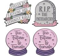 4 Unids/set Broche Del Pines Esmaltados Feministas Para Niña, Insignia Creativa Para Mochila Con Solapa, Broche De Pin De Apoyo a Los Derechos De Mujeres, Regalo De Joyería Feminista