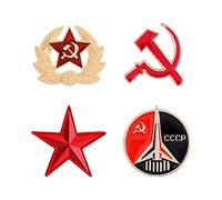 4 unids/set Comunista Insignia Soviética Broches Unisex Estrella Martillo Hoz Comunismo Símbolo Esmalte Broche Pin Collar Insignia Pin para Mochilas Ropa