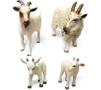 4 Unids/set Figuras De Animales Estatua De Cabra Blanca De Plástico, Juguete De Cabra Ecológico Realista Para Niños Que Aprenden Juguetes Educativos, Cumpleaños, Adorno De Fiesta Para Pasteles