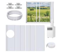 4 unids/set Kit de ventilación de ventana de CA portátil Kit de sello de ventana de CA ajustable 4 en 1 para 5, 9 y 5, 1 de diámetro..Manguera de escape, aire acondicionado de plástico