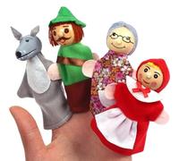4 Unids/Set Marionetas de Mano para Niños, Caperucita Roja Marionetas de Mano Juguete Interactivo Juego de Roles Teatro de de Dibujos Animados para Niños Narración de Cuentos, Teatro de Ma