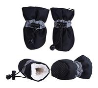 4 unids/set para mascotas invierno cálido suave cachemir antideslizante zapatos de lluvia para perro mascota a prueba de viento suave zapatos antideslizantes impermeables
