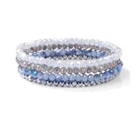 4 unids/set pulseras de cristal for mujeres niñas cuentas piedra gris rosa blanco azul serie joyería moda(19cm,Color-10)