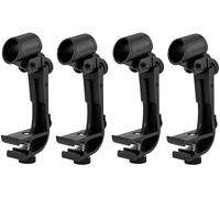 4 unids tambor set micrófono clip abrazadera llanta soporte micrófono soporte a prueba de golpes ajustable negro universal