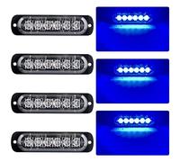 4 Unids Ultra Thin 6 LED Luces de Advertencia de Emergencia Peligro Estroboscópico Intermitente Luz Universal para 12-24 V Coche Vehículo Camión Remolque Caravana Motocicleta Van(Azul)