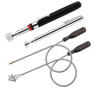 4 varillas magnéticas telescópicas, 60 cm, levantador magnético flexible, agarre de barra magnética, imán telescópico para recoger piezas pequeñas de objetos metálicos (3 kg, 5 kg, 15 libras)