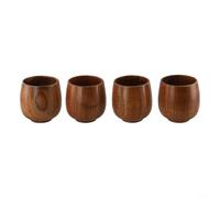 4 vasos de madera hechos a mano hechos de madera de azufaifo para disfrutar del té, café y sake con textura única de madera natural