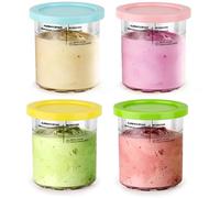 4 Vasos para Heladera 800 ml, OctBird Recipientes Transparentes de Helado Tarrinas con Tapa, Dessert Tubs Compatibles con Ninja Creami Deluxe Series NC501 y NC500