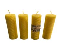 4 velas grandes de cera de abeja enrolladas a mano, velas decorativas amarillas con aroma a miel de cera de abeja alemana, velas de panal, velas de miel