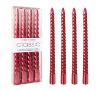 4 velas puntiagudas rojas, espirales trenzadas, sin aroma, 25 cm, para decoración navideña