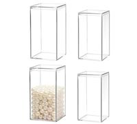 4 vitrinas acrílicas transparentes para colección, cajas de almacenamiento apilables a prueba de polvo, para modelos, colecciones de arte, 2 tamaños (10 x 10 x 15 cm y 12 x 12 x 19 cm)